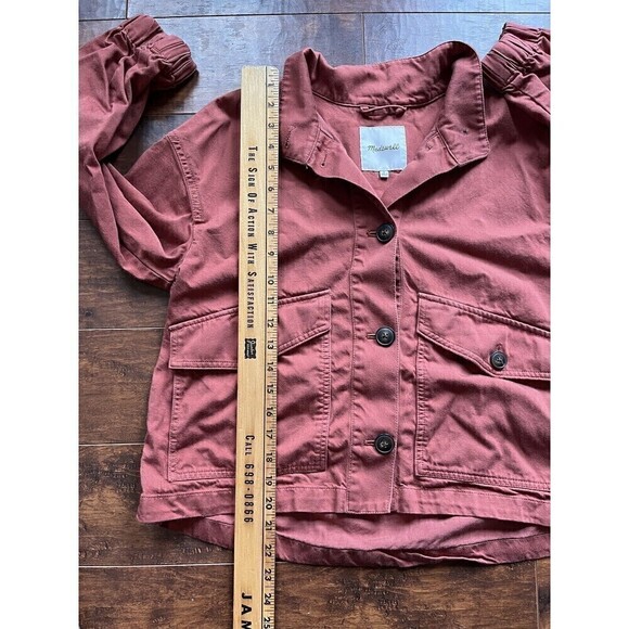 MADEWELL Button Jacket Coat in Brick Balloon Sleeves Collared Women's Size Small - Picture 5 of 7